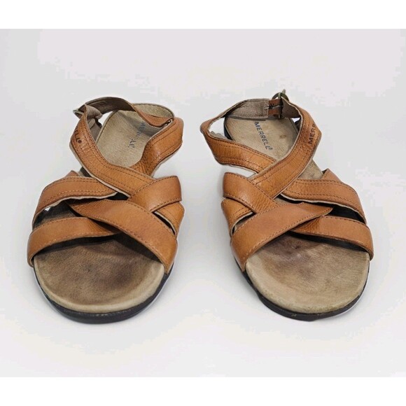 Merrell Sandals Womens Size 9 Bassoon Tan Leather J46248 Strappy Slingback - Picture 2 of 9